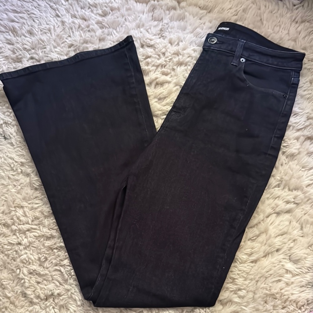 HUDSON Dark Wash High- Waisted Flared Denim Jeans
